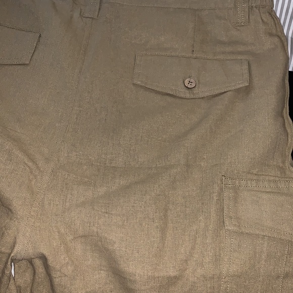 Men’s Linen Blend Cargo Pants Khaki - Picture 5 of 5